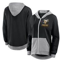 Women's  Black Pittsburgh Penguins Hit It French Terry Full-Zip Hoodie