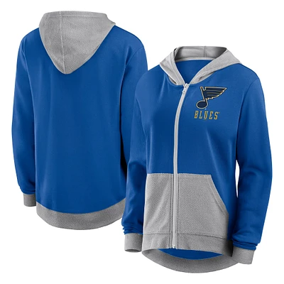 Women's  Blue St. Louis Blues Hit It French Terry Full-Zip Hoodie