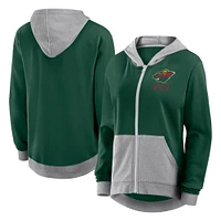 Women's  Green Minnesota Wild Hit It French Terry Full-Zip Hoodie