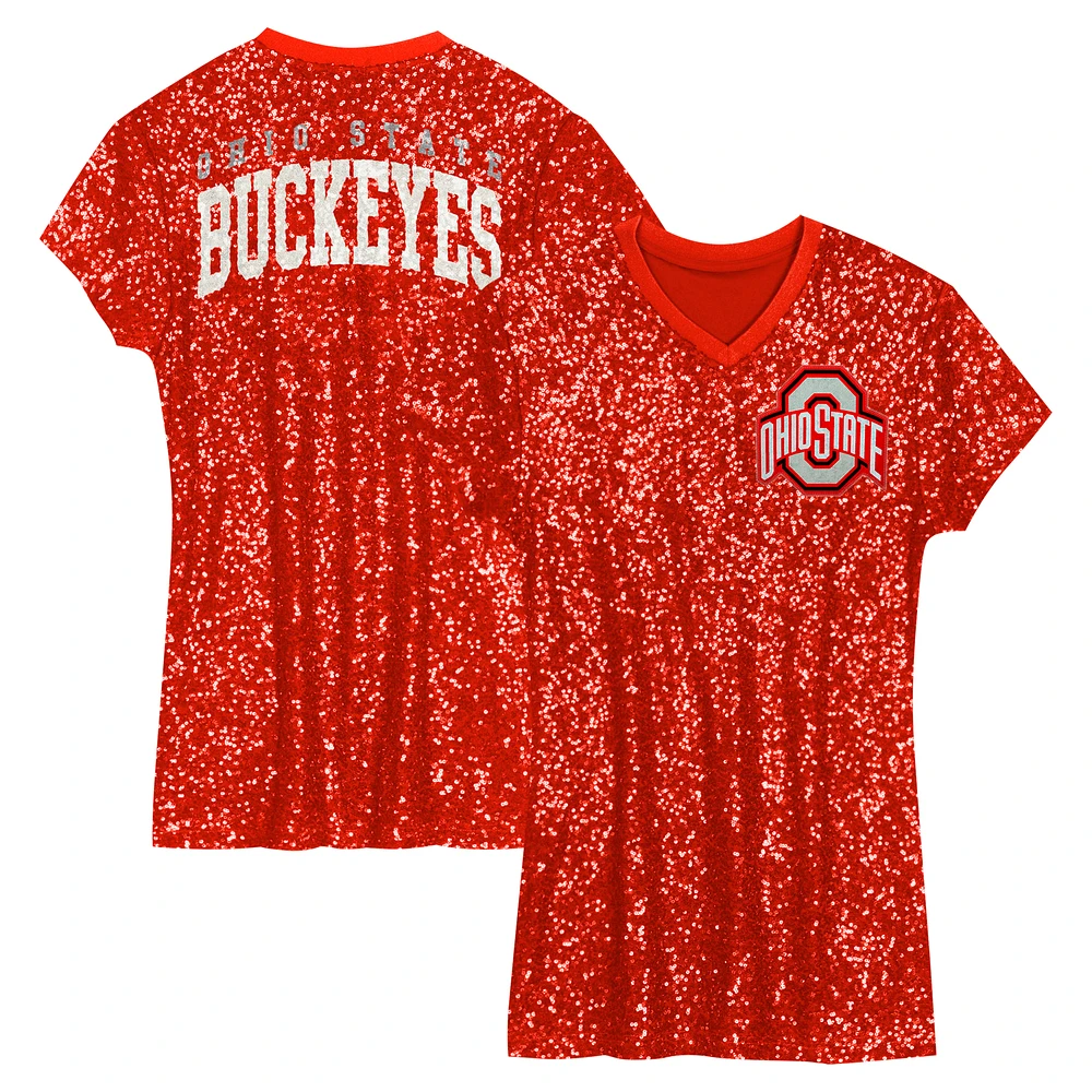 Preschool  Scarlet Ohio State Buckeyes Sequin V-Neck Dress