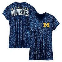 Preschool  Navy Michigan Wolverines Sequin V-Neck Dress