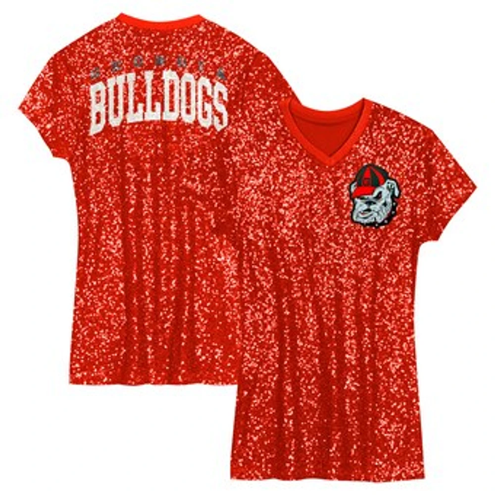 Girls Youth  Red Georgia Bulldogs Sequin V-Neck Dress