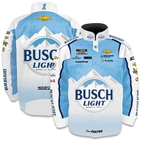 Men's Trackhouse Racing Team Collection  White Ross Chastain Busch Light Nylon Uniform Full-Snap Jacket