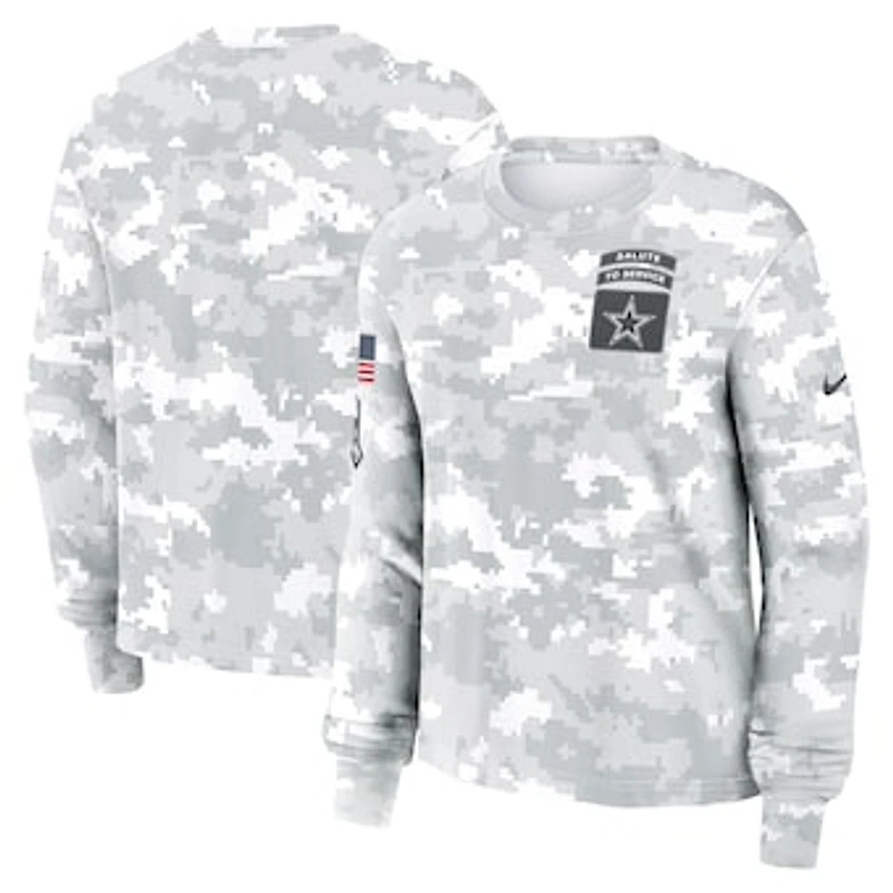 Women's Nike Arctic Camo Dallas Cowboys 2024 Salute To Service Long Sleeve T-Shirt