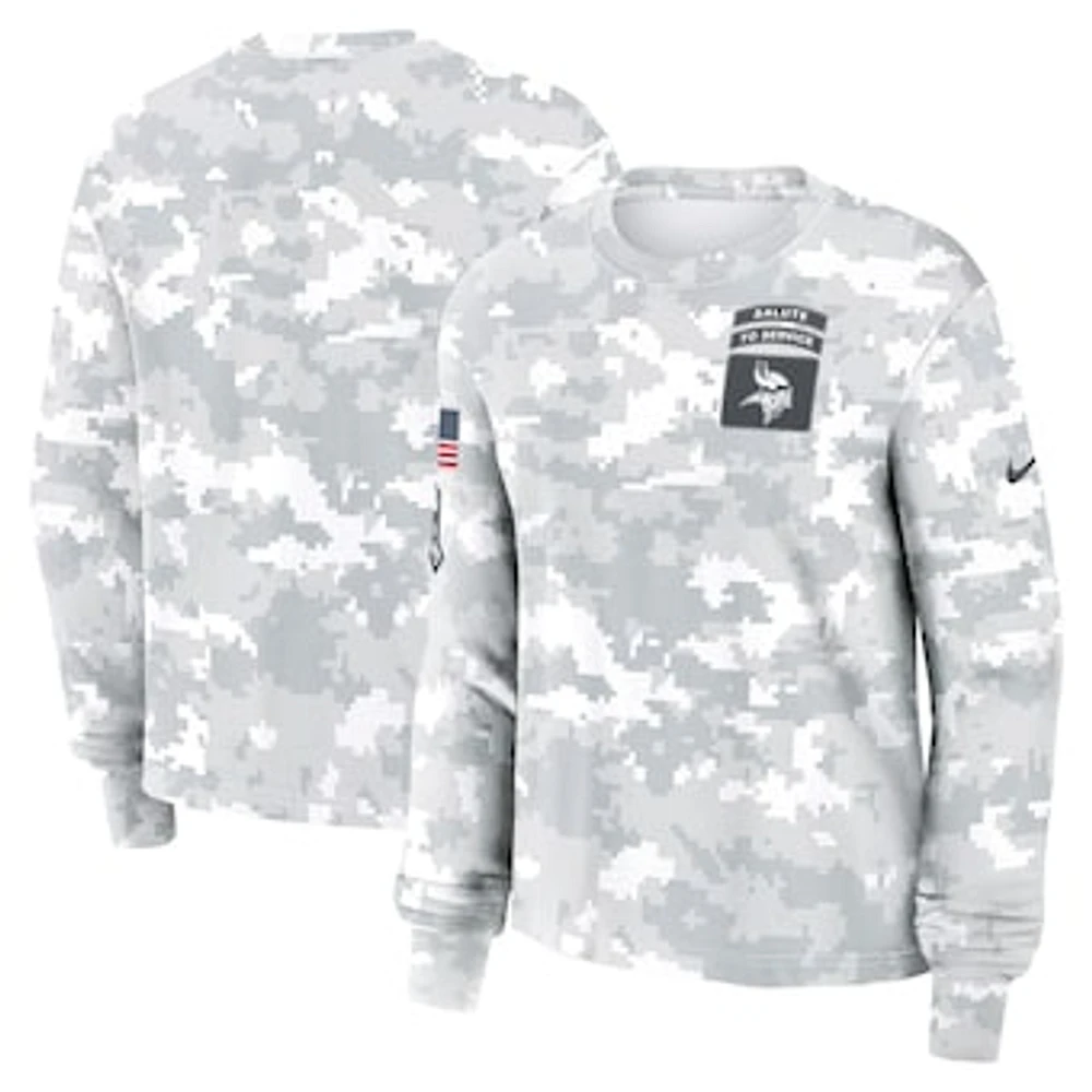 Women's Nike Arctic Camo Minnesota Vikings 2024 Salute To Service Long Sleeve T-Shirt