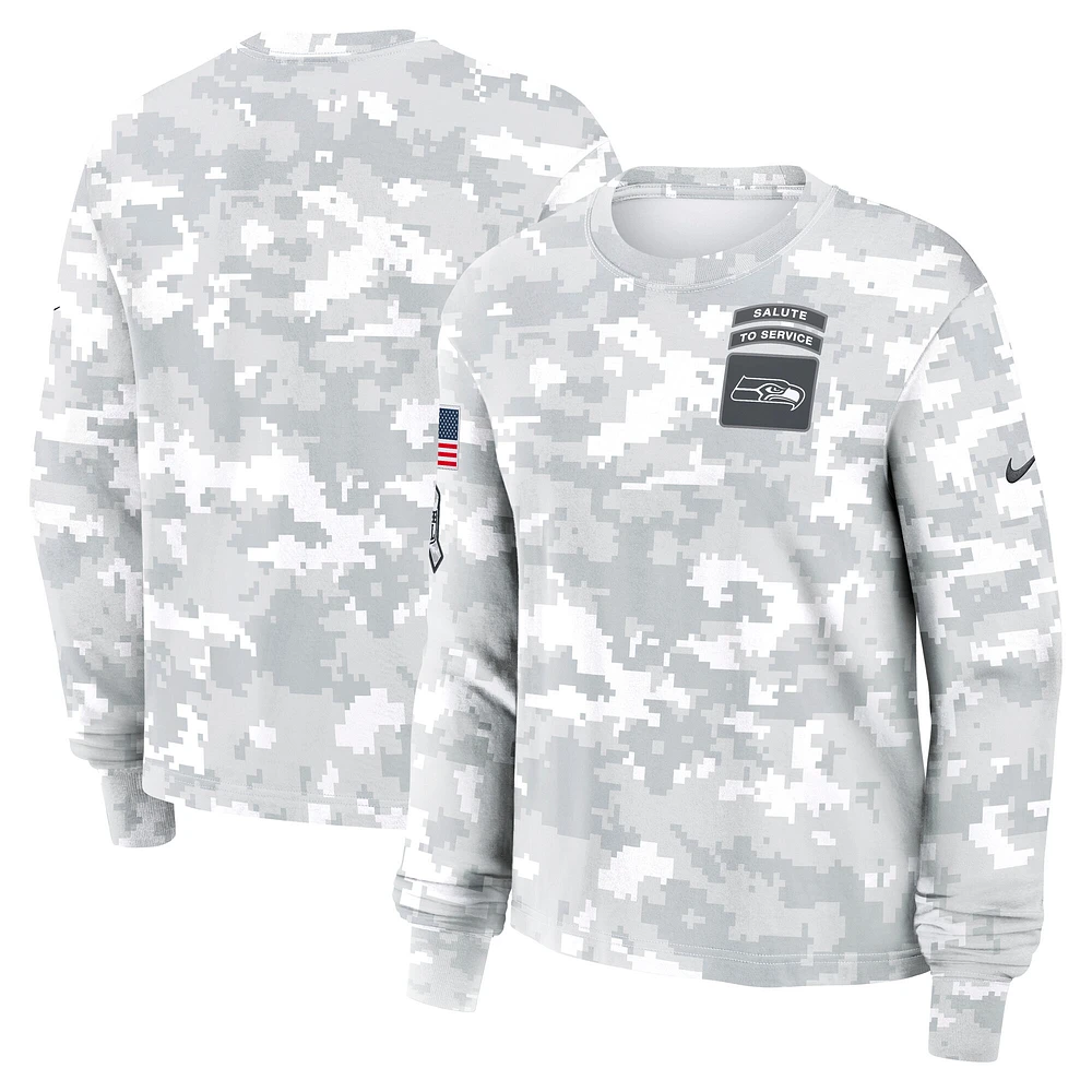 Women's Nike Arctic Camo Seattle Seahawks 2024 Salute To Service Performance Long Sleeve T-Shirt
