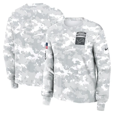 Women's Nike Arctic Camo Detroit Lions 2024 Salute To Service Long Sleeve T-Shirt