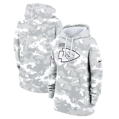 Women's Nike Arctic Camo Kansas City Chiefs 2024 Salute To Service Club Fleece Oversized Pullover Hoodie