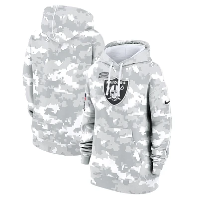 Women's Nike Arctic Camo Las Vegas Raiders 2024 Salute To Service Club Fleece Oversized Pullover Hoodie