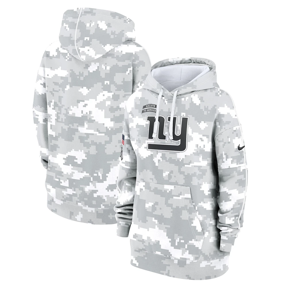 Women's Nike Arctic Camo New York Giants 2024 Salute To Service Club Fleece Oversized Pullover Hoodie