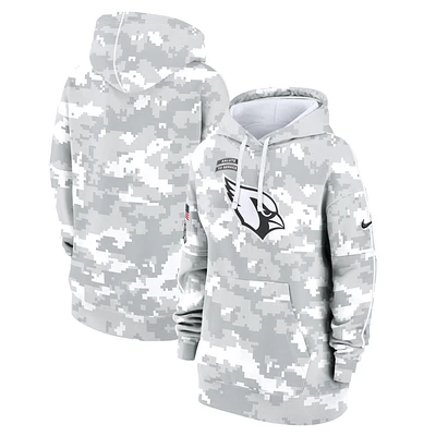 Women's Nike Arctic Camo Arizona Cardinals 2024 Salute To Service Club Fleece Oversized Pullover Hoodie