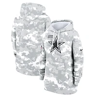 Women's Nike Arctic Camo Dallas Cowboys 2024 Salute To Service Club Fleece Oversized Pullover Hoodie