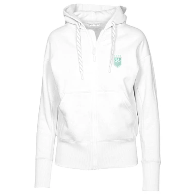 Women's Levelwear White USWNT Gardinia Full-Zip Hoodie