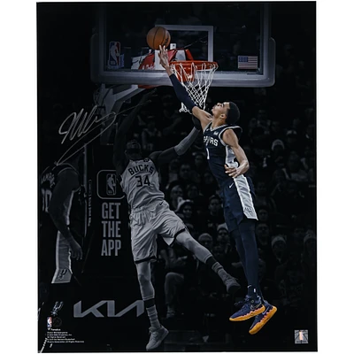 Victor Wembanyama San Antonio Spurs Autographed 16" x 20" Block vs. Giannis Antetokounmpo Spotlight Photograph