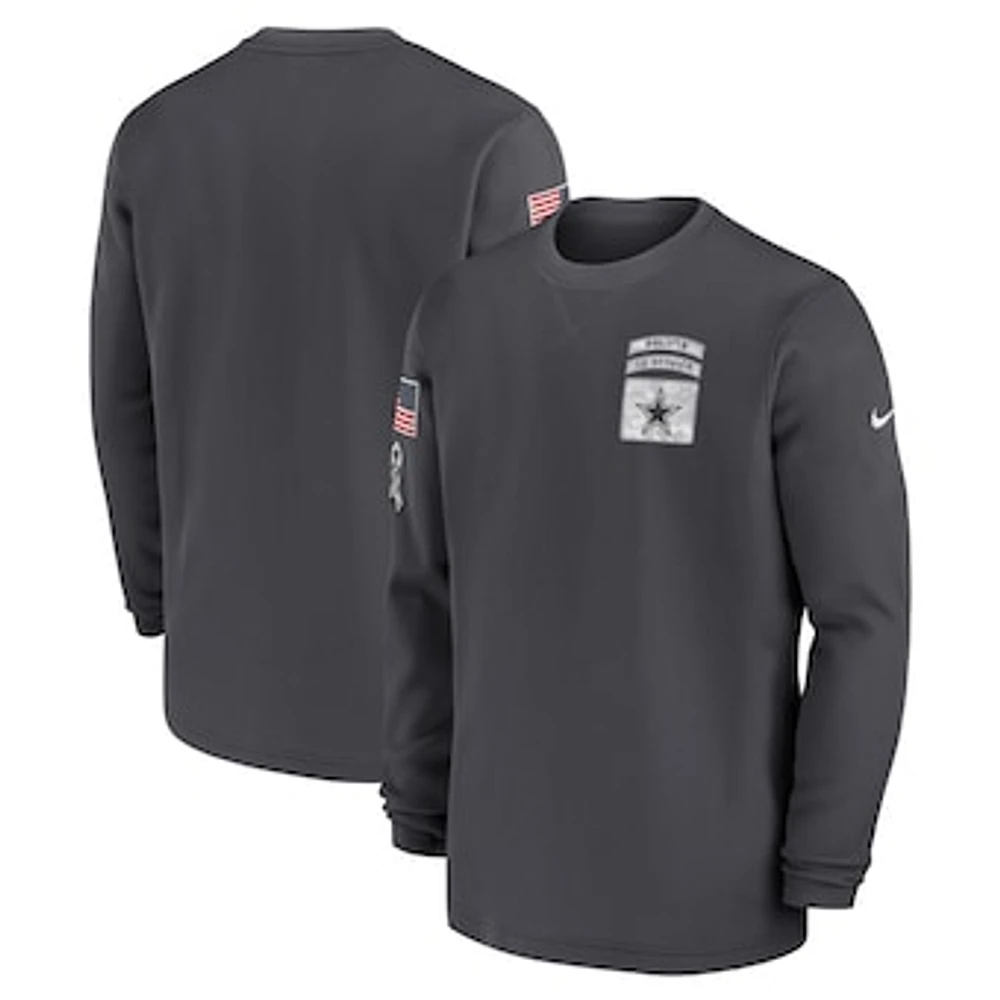 Men's Nike Anthracite Dallas Cowboys 2024 Salute To Service Long Sleeve T-Shirt