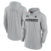 Men's Nike Gray Dallas Cowboys 2024 Salute to Service Lightweight Performance Long Sleeve Hooded T-Shirt