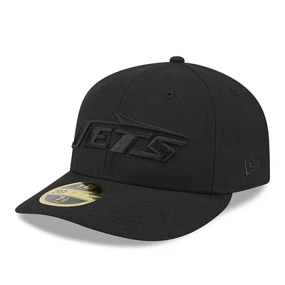 Men's New Era Black New York Jets Black On Black Low Profile 59FIFTY Fitted Hat