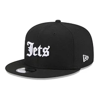 Men's New Era Black New York Jets Gothic Script 9FIFTY Snapback Hat