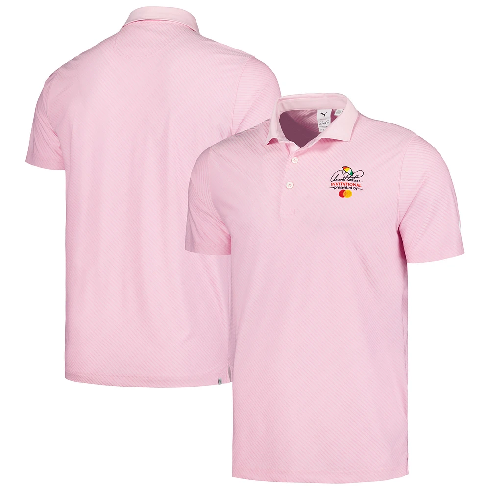 Men's Puma Pink Arnold Palmer Invitational Jacquard Stripe MATTR Polo