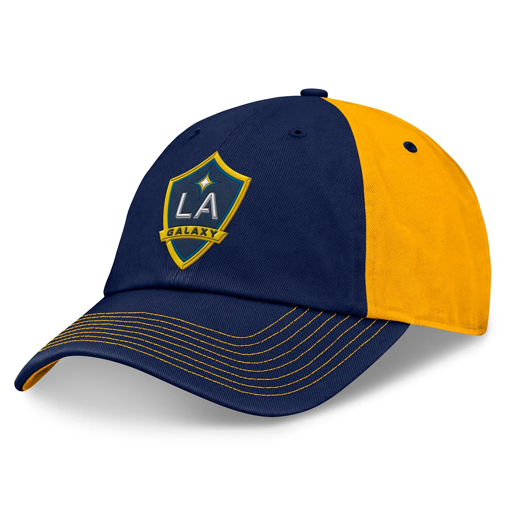 Men's Fanatics Navy/Gold LA Galaxy Iconic Blocked Fundamental Adjustable Hat