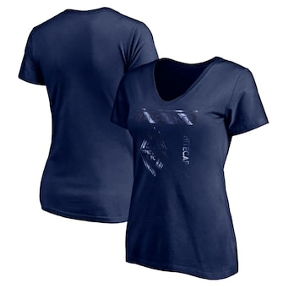 Women's Fanatics Navy Vancouver Whitecaps FC Iconic Square V-Neck T-Shirt