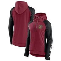 Women's Fanatics Red/Black Atlanta United FC Iconic Raglan Full-Zip Hoodie
