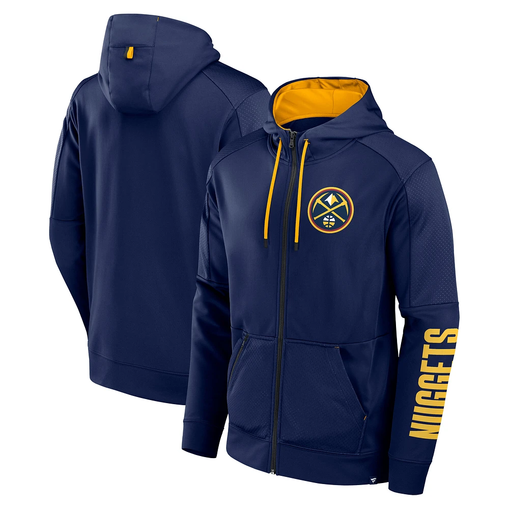 Men's Fanatics  Navy Denver Nuggets Baller Defender Performance Full-Zip Hoodie