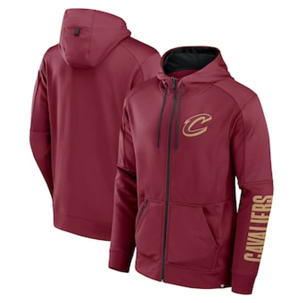 Men's Fanatics  Wine Cleveland Cavaliers Baller Defender Performance Full-Zip Hoodie