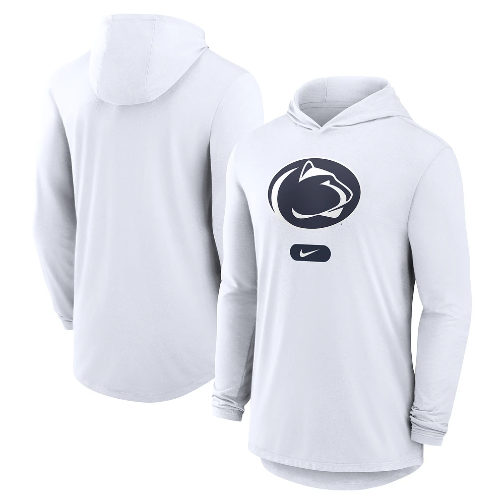 Men's Nike White Penn State Nittany Lions Lightweight Performance Long Sleeve Hoodie T-Shirt