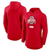 Men's Nike Scarlet Ohio State Buckeyes Lightweight Performance Long Sleeve Hoodie T-Shirt