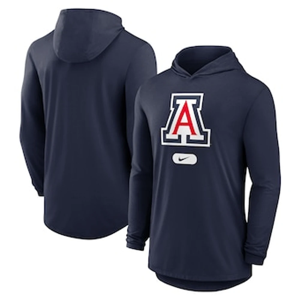 Men's Nike Navy Arizona Wildcats Lightweight Performance Long Sleeve Hoodie T-Shirt