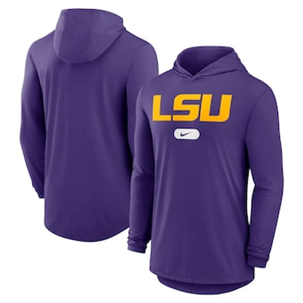 Men's Nike Purple LSU Tigers Lightweight Performance Long Sleeve Hoodie T-Shirt