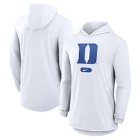 Men's Nike White Duke Blue Devils Lightweight Performance Long Sleeve Hoodie T-Shirt