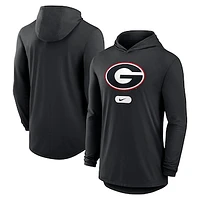 Men's Nike Black Georgia Bulldogs Lightweight Performance Long Sleeve Hoodie T-Shirt