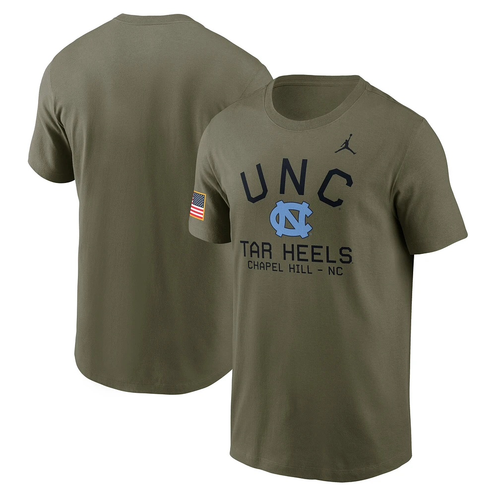 Men's Jordan Brand Olive North Carolina Tar Heels 2024 Military Appreciation Performance T-Shirt