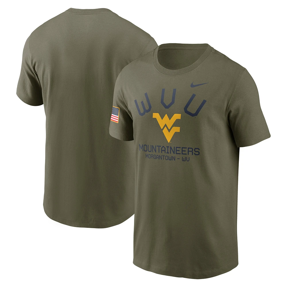 Men's Nike Olive West Virginia Mountaineers 2024 Military Appreciation Performance T-Shirt