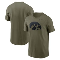 Men's Nike Olive Iowa Hawkeyes 2024 Military Appreciation Tonal Logo Performance T-Shirt