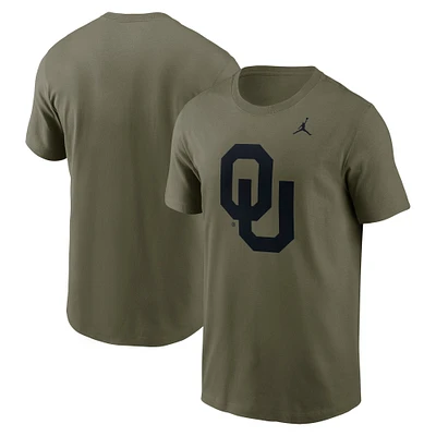 Men's Jordan Brand Olive Oklahoma Sooners 2024 Military Appreciation Tonal Logo Performance T-Shirt