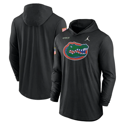 Men's Jordan Brand Black Florida Gators 2024 Military Appreciation Performance Long Sleeve Hoodie T-Shirt