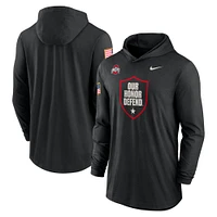 Men's Nike Black Ohio State Buckeyes 2024 Military Appreciation Performance Long Sleeve Hoodie T-Shirt