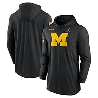 Men's Jordan Brand Black Michigan Wolverines 2024 Military Appreciation Performance Long Sleeve Hoodie T-Shirt