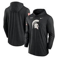 Men's Nike Black Michigan State Spartans 2024 Military Appreciation Performance Long Sleeve Hoodie T-Shirt