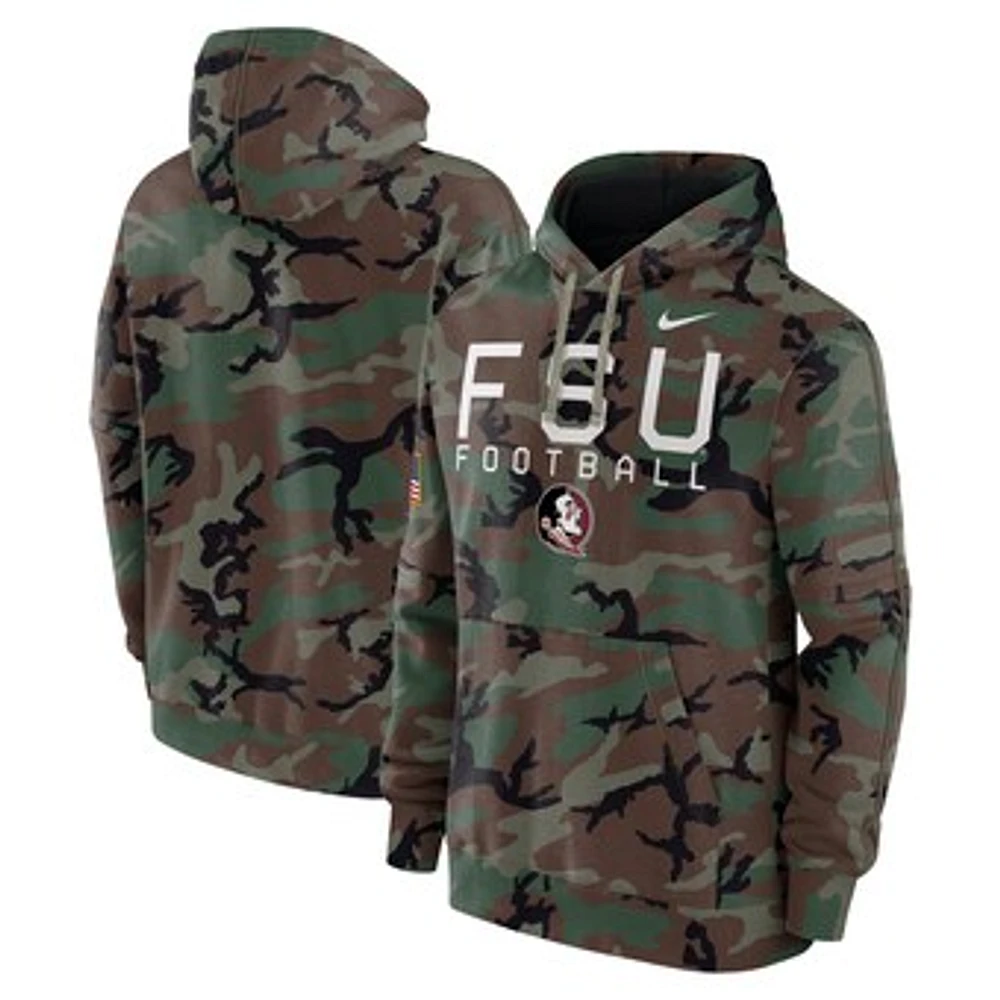 Men's Nike  Camo Florida State Seminoles 2024 Military Appreciation Club Fleece Pullover Hoodie