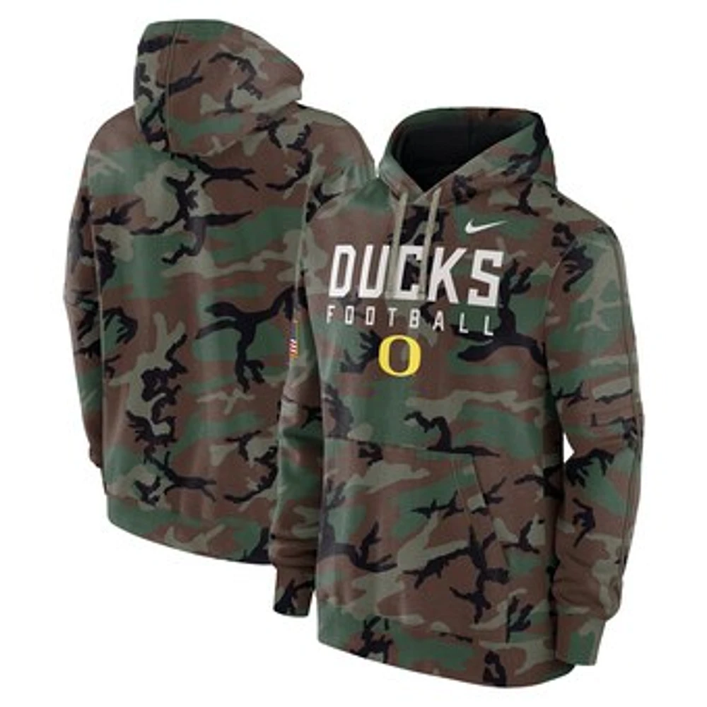 Men's Nike  Camo Oregon Ducks 2024 Military Appreciation Club Fleece Pullover Hoodie