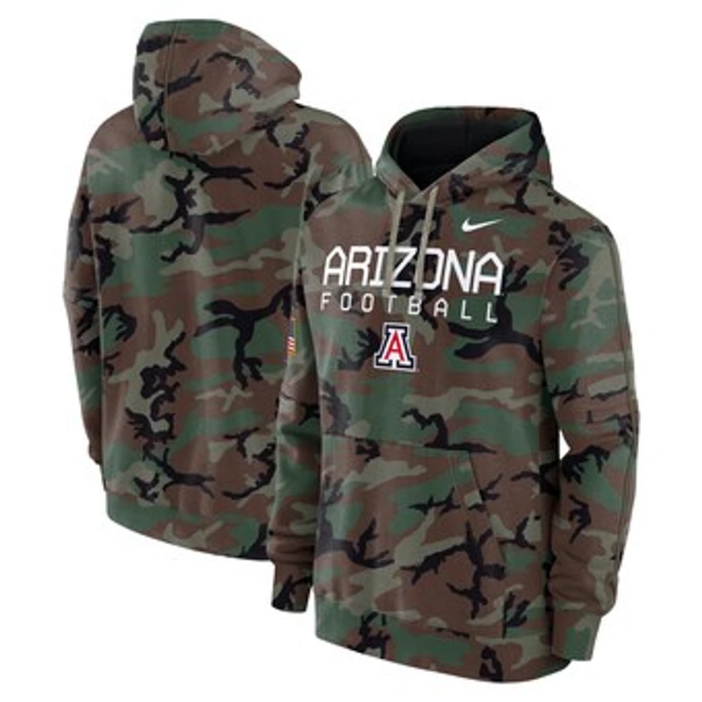 Men's Nike  Camo Arizona Wildcats 2024 Military Appreciation Club Fleece Pullover Hoodie