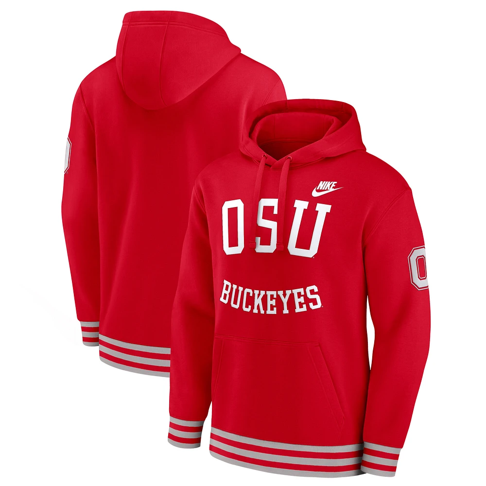 Men's Nike Scarlet Ohio State Buckeyes Legacy Retro Pullover Hoodie