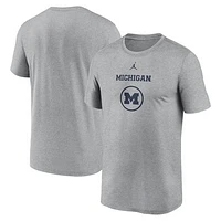 Men's Jordan Brand Heather Gray Michigan Wolverines On-Court Basketball Legend Practice Performance T-Shirt