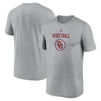 Men's Jordan Brand Heather Gray Oklahoma Sooners On-Court Basketball Legend Practice Performance T-Shirt