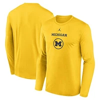 Men's Jordan Brand Maize Michigan Wolverines 2024 On-Court Basketball Practice Legend Performance Long Sleeve T-Shirt