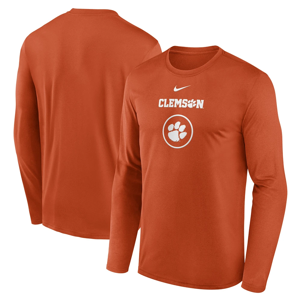 Men's Nike Orange Clemson Tigers 2024 On-Court Basketball Practice Legend Performance Long Sleeve T-Shirt